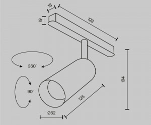 Трековый светильник Technical TR032-4-12W3K-M-DS-BW