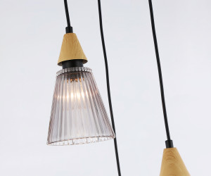 LH58112/3 BK/LW/SM черный/светлое дерево/дымчатый E14*3 max 40W D270*1200