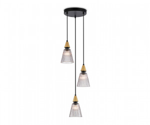 LH58112/3 BK/LW/SM черный/светлое дерево/дымчатый E14*3 max 40W D270*1200