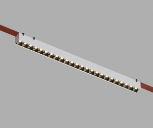 DK5573-WB Cветильник для трека-ремня Belty, серия Grill, со светодиодом, L642*W40*H45мм, 48V DC, 24W, RA90, 24°, 3000K, IP20, белый с черным, алюминий