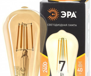 Лампа светодиодная  ЭРА F-LED ST64-7W-824-E27 gold  ЭРА (филамент, зол, 7Вт, тепл, E27)