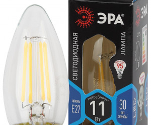 Лампа светодиодная  ЭРА F-LED B35-11w-840-E27 ЭРА (филамент, свеча, 11Вт, нейтр, E27)