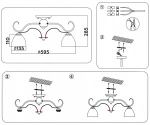 TR3046/5 SB/FR бронза/белый матовый E27/5 max 40W D595*285