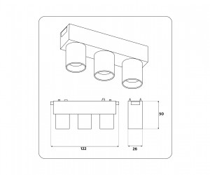 GV1504/3 BK черный IP20 6W 4200K 48V 24° 122*26*55