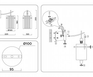 LH56035 BS/CL латунь/прозрачный E14 max 40W 220*120*255