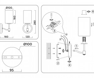 LH56056 BS/FR латунь/белый матовый E14 max 40W 160*120*280
