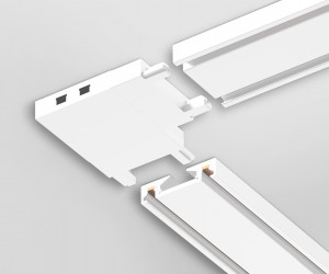GV1113 WH белый угловой коннектор для накладного шинопровода 36*36*6