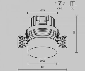 Встраиваемый светильник Technical DL065-12W3K-TRS-W