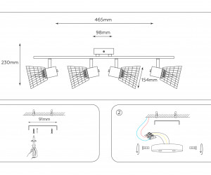 TR8603/4 WH/GD белый/золото E27*4 max 40W 465*154*230