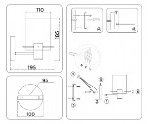 LH57035 BS/SM латунь/дымчатый E14 max 40W 195*110*185