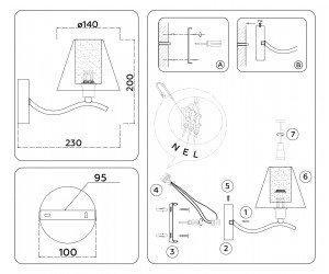 LH57085 SN/FR никель/белый матовый E14 max 40W 230*140*200