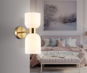 LH56097/2 BS/FR латунь/белый матовый E14*2 max 40W 215*120*300