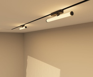 DK6438-BK Поворотный однофазный трековый светильник STROM со светодиодом L300mm 220V 10W 150° 3000K IP20 черный алюминий/акрил