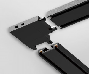 GV1116 BK черный угловой коннектор для накладного шинопровода 36*36*6