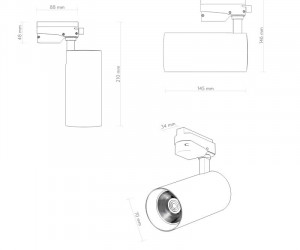 DK6454-BK Трековый светильник SOLID KOPER, 145мм, d70, 220V, LED 4000K, 24W, IP20, черный, алюминий