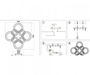 FA8854/4+4 WH белый 208W 3000K+6400K/3000K/6400K/4200K+4200K 750*750*120 (ПДУ РАДИО 2.4G)