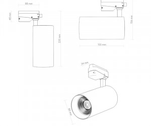 DK6456-BK Трековый светильник SOLID KOPER, 155мм, d80, 220V, LED 4000K, 30W, IP20, черный, алюминий