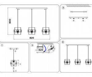 TR3652/3 GD/SM золото/дымчатый E27/3 max 40W 820*180*700