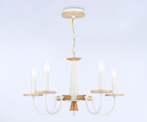 TR9592/5 WH/LW белый/светлое дерево E14/5 max 40W D555*660