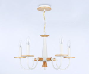 TR9592/5 WH/LW белый/светлое дерево E14/5 max 40W D555*660