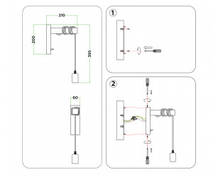 TR8181 BK/LW черный/светлое дерево E27 max 40W 395*60*210