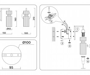 LH56119 BK/BS/CL черный/латунь/прозрачный E14 max 40W 150*100*210