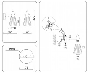 LH58118 BK/LW/SM черный/светлое дерево/дымчатый E14 max 40W 180*110*200