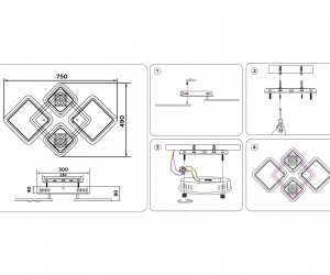 FA286/4 WH белый 101W 750*490*80 (ПДУ РАДИО 2.4G)