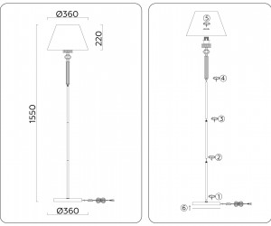LH71028 BS/WH латунь/белый E27 max 60W D360*1550