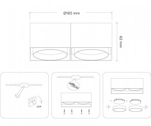 TN70872/2 WH/BK белый/черный GX53/2 max 12W 185*92*62