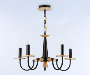 TR9593/5 BK/LW черный/светлое дерево E14/5 max 40W D555*660