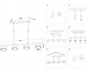 TN71039/4 BK черный GX53/4 max 12W 600*80*1100