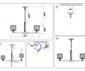 TR4526/6 GD/CL золото/прозрачный E14/6 max 40W D710*660