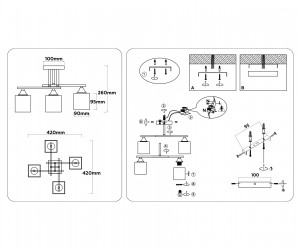 TR303041/4 WH белый E27/4 max 60W 420*420*260