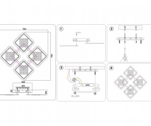 FA287/4 CF/TI кофе/янтарь 116W 750*750*80 (ПДУ РАДИО 2.4G)