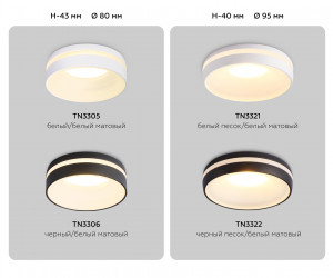 TN3322 SBK/FR черный песок/белый матовый GU5.3 D95*45