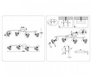 TR8658/4 BK/GD черный/золото E14/4 max 60W 750*100*185