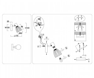 TR8659 BK/GD черный/золото E14 max 60W 160*100*145