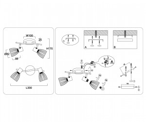TR8660/2 BK/GD черный/золото E14/2 max 60W 330*100*170