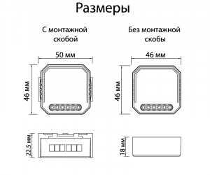 RL1002-SM Двухканальное Wi-Fi реле-выключатель 2 x 2300 Вт / 2 x 250 Вт для LED