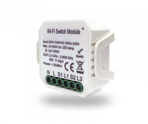 RL1002-SM Двухканальное Wi-Fi реле-выключатель 2 x 2300 Вт / 2 x 250 Вт для LED