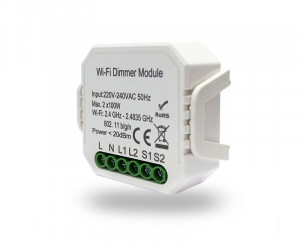 RL1004-DM Двухканальное Wi-Fi реле-диммер 2 x 150 Вт