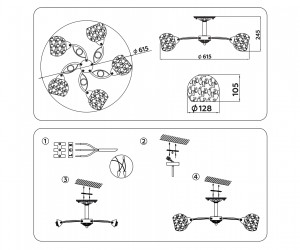 TR3064/5 SB/FR бронза/белый матовый E27/5 max 40W D615*245