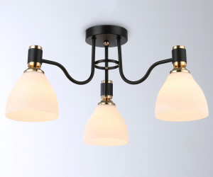 TR303303/3 BK/GD/FR черный/золото/белый матовый E27*3 max 60W D600*270