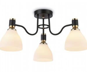 TR303303/3 BK/GD/FR черный/золото/белый матовый E27*3 max 60W D600*270