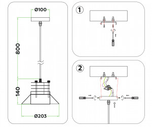 TR8172 BK черный E27 max 40W D203*940