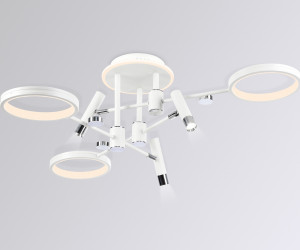 FL51646/3+3 WH/CH белый/хром 76W 3000K-6400K D700*300 (ПДУ ИК)