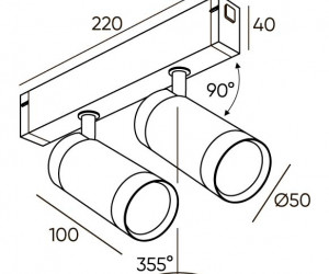 DK8012-BG Акцентный светильник SMART SPOT DOUBLE 2x9W DIM 3000K-6000K, матовое золото с черным