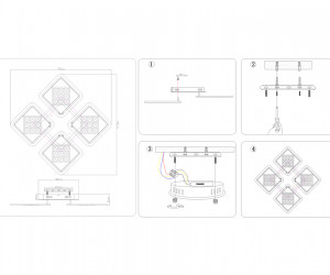 FA288/4 CH хром 116W 750*750*80 (ПДУ РАДИО 2.4G)