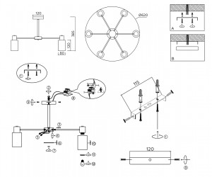 TR9581/6 BS латунь E14*6 max 40W 620*620*385